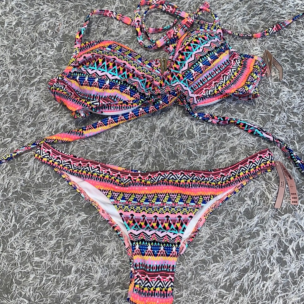 Victoria’s Secret Aztec Wrap around Halter Bikini swimsuit Set
